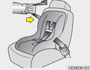 Kia Carnival: Using a child restraint system Kia Carnival: Using a child restraint system. 4. Slowly allow the shoulder portion of the seat belt to retract and listen for