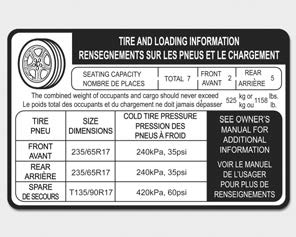 Kia Carnival: Tire and loading information label Kia Carnival: Tire and loading information label.