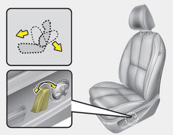 Kia Carnival: Front seat adjustment - power Kia Carnival: Front seat adjustment - power. Push the control switch forward or backward to move the seatback to the desired