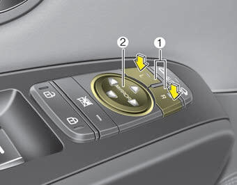 Kia Carnival: Outside rearview mirror Kia Carnival: Outside rearview mirror. Adjusting the rearview mirrors :