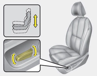 Kia Carnival: Front seat adjustment - power Kia Carnival: Front seat adjustment - power. Pull the front portion of the control switch up to raise or press down to lower