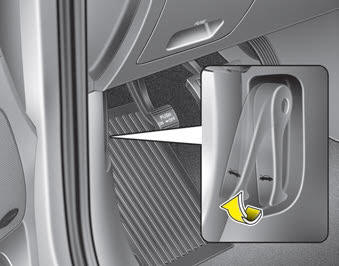 Kia Carnival: Opening the hood Kia Carnival: Opening the hood. 1. Pull the release lever to unlatch the hood. The hood should pop open slightly.