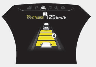 Kia Carnival: Smart cruise control system (SCC) Kia Carnival: Smart cruise control system (SCC). ➀ Cruise indicator