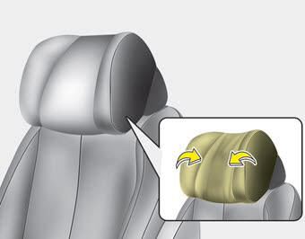 Kia Carnival: Headrest (for rear seat) Kia Carnival: Headrest (for rear seat). For rear outboard passenger's comfort, the ends of the headrest can be adjusted
