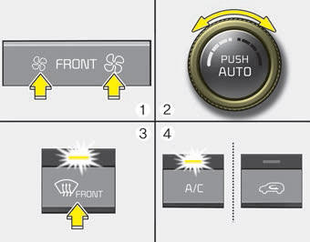 Kia Carnival: Automatic climate control system Kia Carnival: Automatic climate control system. 1. Set the fan speed to the desired position.